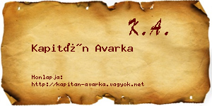 Kapitán Avarka névjegykártya